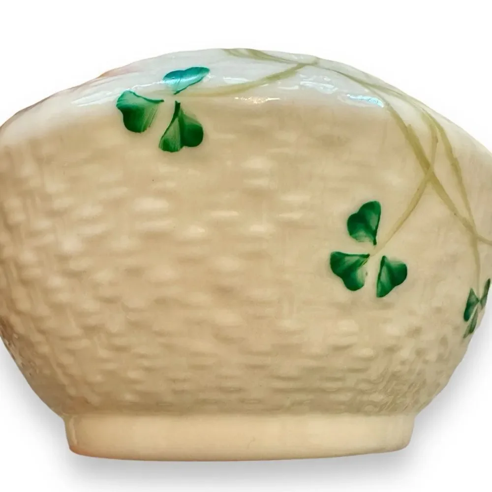 Vintage Beleek Shamrock Bone China Small Bowl